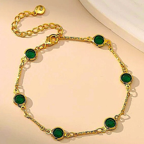 Emerald Zircon Gold Plated Bracelet - Picture 1 of 3